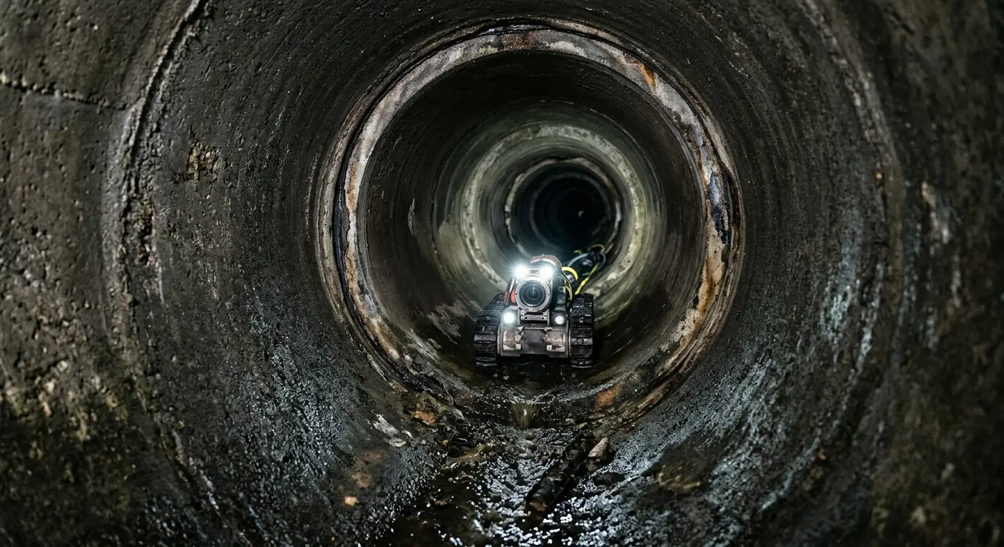 Robotic sewer camera inspecting pipe interior for Drain Snake Service in Waterloo